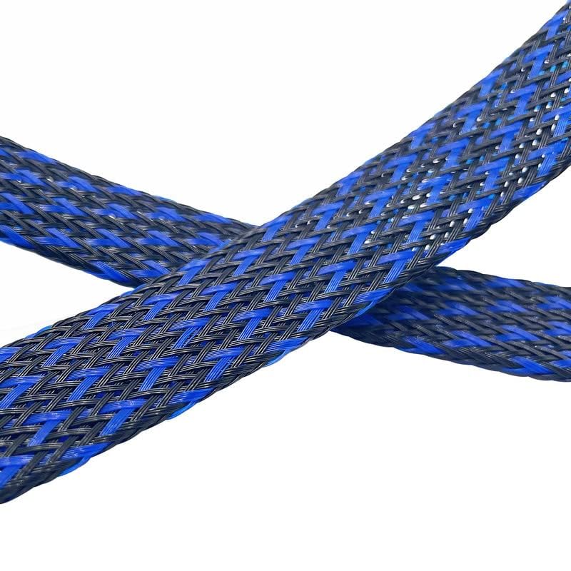 Aibole 25Ft-1/4inch PET Expandable Braided Wire Sleeving,Wire Loom Cable Sleeve for TV,Computer,Home Theater,Automotive,Home Industrial,Electrical Wires,Chemical,Protect Cat from Chewing Cords,BlackBlue - Image 2